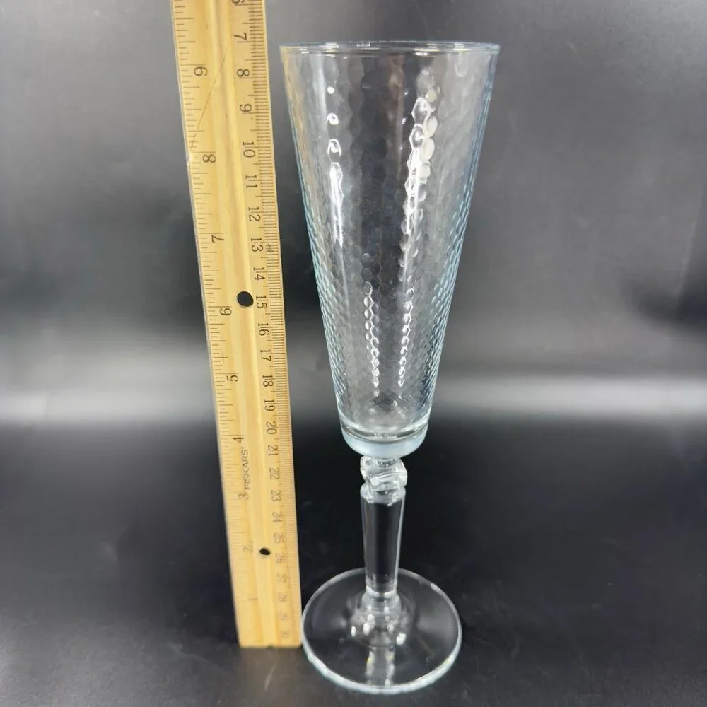 Champagne Flutes Crystal Glasses Honeycomb Pattern Set 2 Drinking‎ Glasses Cups